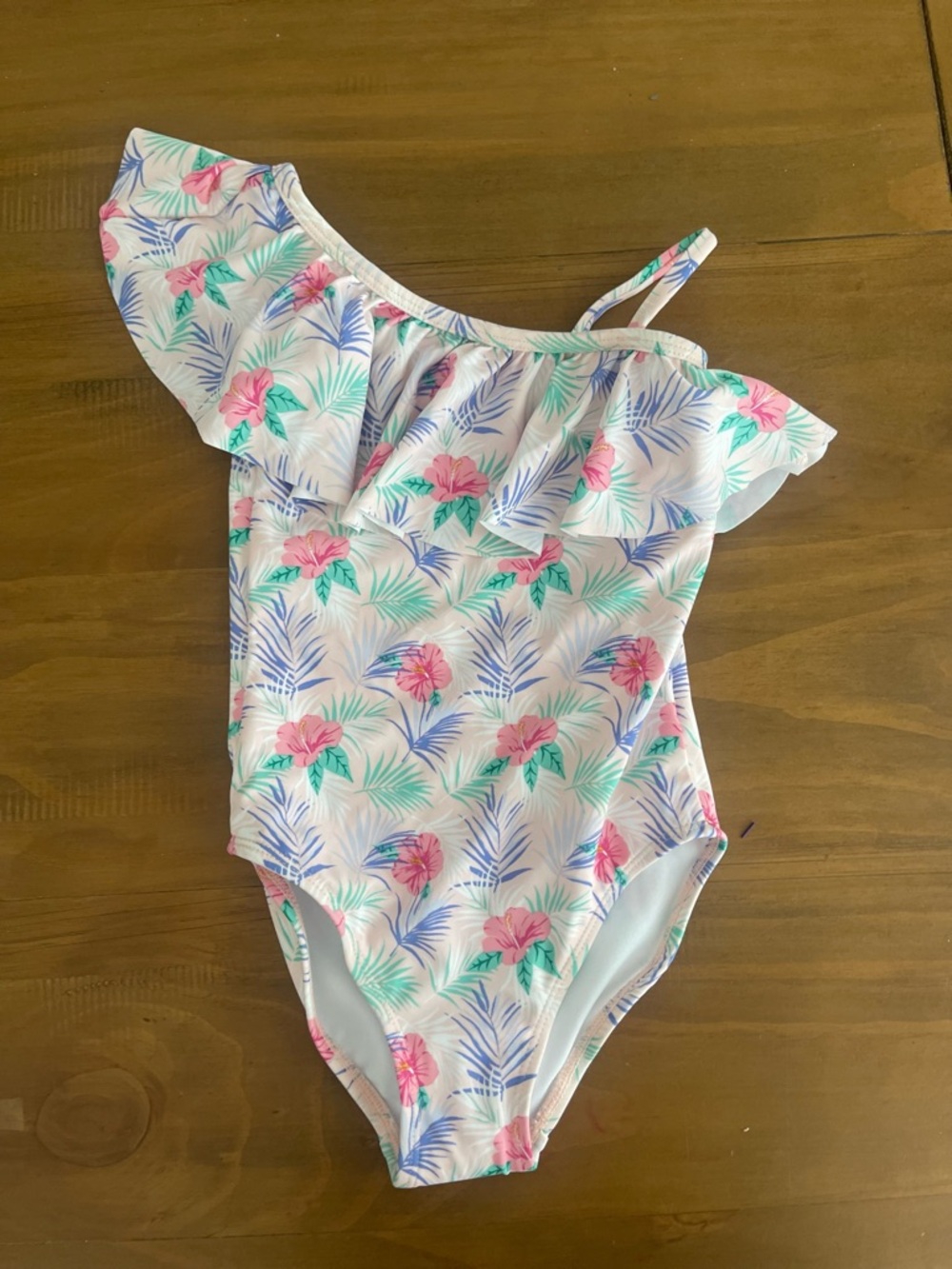 Janie and Jack asymmetrical hibiscus swimsuit Size 4 Years NWOT